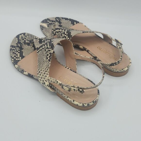 Bellofatto Italian Leather Snakeskin Strappy Sandals Women’s 7 EU 38 Slip On - Picture 4 of 7